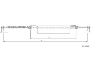 CABOR 10.6683 trosas, stovėjimo stabdys 
 Stabdžių sistema -> Valdymo svirtys/trosai
7700421024
