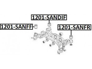 ASVA 1201-SANFF valdymo svirties/išilginių svirčių įvorė 
 Ašies montavimas/vairavimo mechanizmas/ratai -> Valdymo svirtis/pasukamosios svirties sujungimas -> Montavimas/sutvirtinimas
55418-2B000