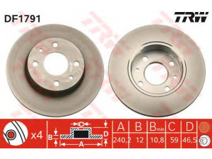 TRW DF1791 stabdžių diskas 
 Stabdžių sistema -> Diskinis stabdys -> Stabdžių diskas
5961814, 71738423, 5961814, 5961814