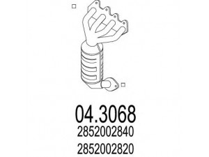 MTS 04.3068 katalizatoriaus keitiklis 
 Išmetimo sistema -> Katalizatoriaus keitiklis
2852002820, 2852002840