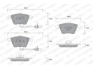 WEEN 151-1260 stabdžių trinkelių rinkinys, diskinis stabdys 
 Techninės priežiūros dalys -> Papildomas remontas
4E0698151F, 4E0698151M, 4F0698151A