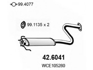ASSO 42.6041 vidurinis duslintuvas 
 Išmetimo sistema -> Duslintuvas
GEX33754, WCE105280