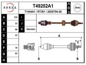 EAI T49202A1 kardaninis velenas 
 Ratų pavara -> Kardaninis velenas
8200114426