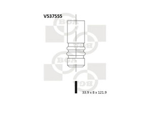 BGA V537555 išleidimo vožtuvas 
 Variklis -> Variklio uždegimo laiko reguliavimo kontrolė -> Vožtuvų eilė -> Vožtuvai/dalys
949.68, 96042957, 96079213, 96109183