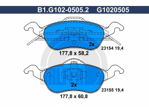 GALFER B1.G102-0505.2 stabdžių trinkelių rinkinys, diskinis stabdys 
 Techninės priežiūros dalys -> Papildomas remontas
1075558, 1107697, 1136519, 1151049