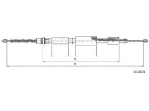 CABOR 10.4574 trosas, stovėjimo stabdys 
 Stabdžių sistema -> Valdymo svirtys/trosai
4745F8, 96032565, 4745F8, 96032565