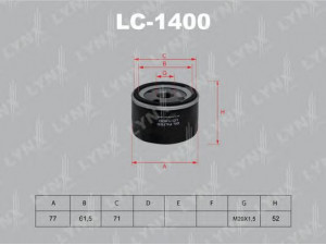 LYNXauto LC-1400 alyvos filtras 
 Filtrai -> Alyvos filtras
5006227, 5013388, 5013389, 5016714