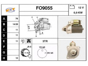 SNRA FO9055 starteris 
 Elektros įranga -> Starterio sistema -> Starteris
87BB11000DA, 87BB11000FA, 87BX11000DA